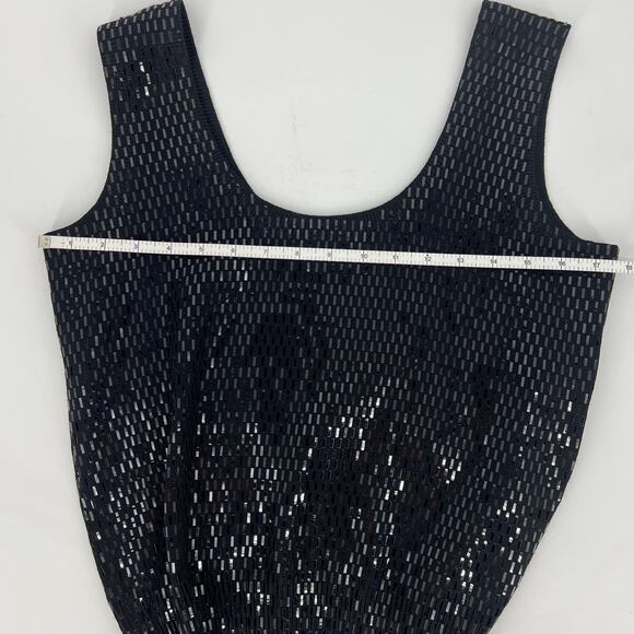 St. John Separates USA Black Bonded Sequins Classic Sleeveless Shell Size Small - Picture 3 of 8